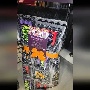 Gray and Orange Halloween Throw Blanket